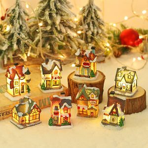 High Quality Glowing Resin <strong>Christmas</strong> <strong>Village</strong> <strong>House</strong> LED <strong>Christmas</strong> Resin Ornaments for Window Decorations - Product Image 1