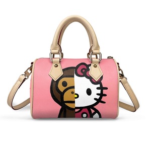 Versatile Denim Bowling Bag with Cartoon <strong>Kitty</strong> &amp; Cookie Print, Trendy Small Shoulder <strong>Purse</strong> Handbags - Product Image 3