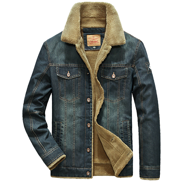 Liluo Winter Denim Jacket Men Windbreaker Fleece Thick Warm Mens Jackets Outwear Jeans Coat Male Multi-pockets Cowboy Clothing