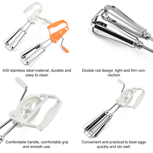 Fouet manuel rotatif en acier inoxydable pour cuisine, idéal pour mélanger, battre et remuer (vente en gros) - Product Image 6
