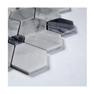 Foshan-Fabrik Blumenmarmor-Stein-Mosaikfliese Carrara weiße Mosaik-Wandfliese Küche Backsplash