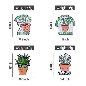 Bros tanaman pot Pin Enamel Aloe Thyme Halo bagaimana anda kerah lencana hadiah perhiasan untuk teman dan anak-anak - Product Image 6