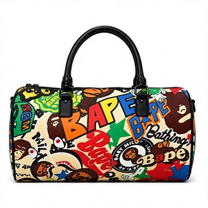 Sac de voyage de luxe en cuir 2026, imprimé camouflage et graffiti, grande capacité, doublure polyester, fermeture éclair, pour week-end - Product Image 2