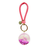 Porte-clés rond en acrylique liquide, breloque personnalisée avec sangle, paillettes, poisson, pingouin, ours, Père Noël pour cadeau souvenir