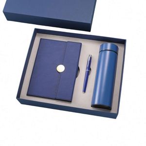 Luxury Corporate Custom Logo Promotional A5 Pu Notebook Planner and Thermos Cup <b>Pen</b> 3pcs Office Business Notebook Gift Sets - Product Image 1