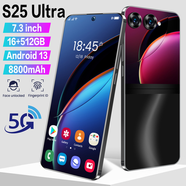 S25 Ultra Original Unlocked Mobile Phones 7.3-inch 16+512GB MTK Processor 5G Large Battery & Large Memony Smartphone