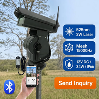 Ahuyentador de Aves Láser Inteligente Controlado por Aplicación, 525nm 2W Verde, Patrón de Red, 80 Preajustes, Navegación Automática, IP66, Aluminio, para Granjas y Huertos