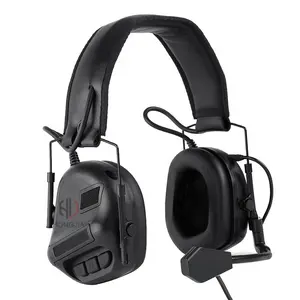 אוזניות טקטיות גואנגג 'ואו 5.0 ראש ללבוש רכוב עם מיקרופון צליל הגברה עמיד למים ביטול רעש