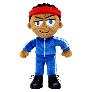 Peluche de Personaje de Dibujos Animados con Cuerno de Unicornio Arcoíris, Sudadera con Capucha Gris, Pantalones Deportivos Negros, Zapatillas Blancas, Cara Sonriendo - Product Image 5