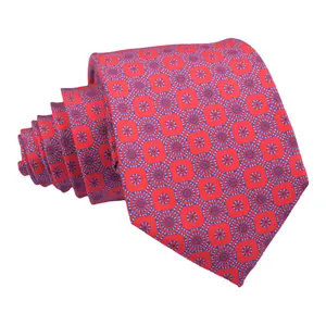 Cravatte geometria uomo rosso cravatta personalizzata 7 pieghe cravatta seta stampa