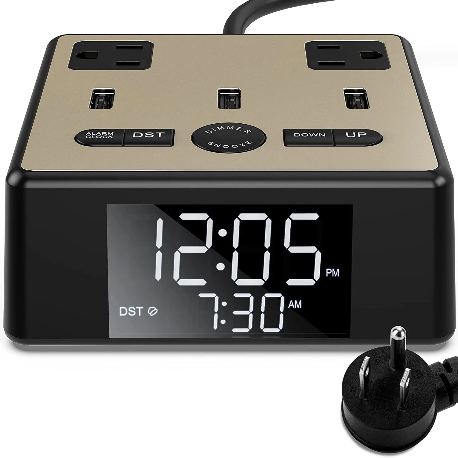 DS6 new snooze USB hub ports socket beside alarm digital clock