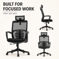 Chaise de bureau ergonomique en maille à dossier haut avec appui-tête, support lombaire, hauteur réglable et rotation à 360° pour bureau d'ordinateur - Vente en gros
