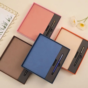 สมุดโน้ตปรับแต่งได้พร้อมปากกา ชุดของขวัญสมุดโน้ตสำหรับธุรกิจและสำนักงาน สมุดบันทึกปกแข็ง A5 หนัง PU ปรับแต่งได้พร้อมโลโก้ - Product Image 5