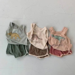 Ensemble d'été INS pour bébé avec imprimé dinosaure, débardeur sans manches et short pour nourrisson - Product Image 2