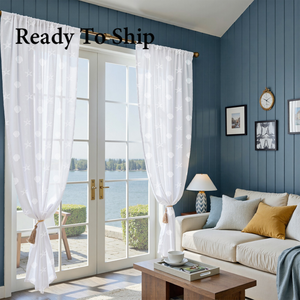 Rideaux transparents Jinchan pour salon, chambre à coucher, rideaux blancs de style côtier pour cabane de plage, chambre d'été, 84 pouces de long - Product Image 1