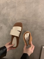 Sandales plates décontractées pour femme, style créateur, bleu clair, à deux brides, bout ouvert, pour la plage et la marche quotidienne