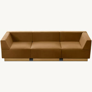 طقم أريكة تشيسترفيلد RH <span class=keywords><strong>HARVEY</strong></span> PROBBER CUBO، أريكة قطاعية معيارية من 3 قطع بتصميم مائل، تنجيد قماشي بني لغرفة المعيشة - Product Image 2