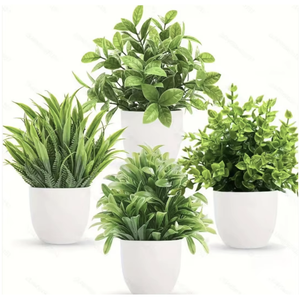 Nouveauté très demandée : Arbustes artificiels d'eucalyptus et de romarin simulés, <span class=keywords><strong>en</strong></span> pots cylindriques <span class=keywords><strong>en</strong></span> pulpe, écologiques, pour l'exportation - Product Image 1