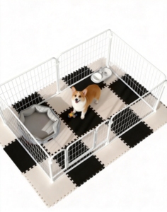Enclos pour chien en acier massif, portable, pour extérieur, avec fermeture à boucle, parc pour chiot - Product Image 1