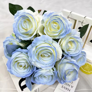 Ramo de 9 Rosas Artificiales con Bordes Quemados para Decoración Navideña, Año Nuevo Chino, Hogar, Bodas y Restaurantes - Product Image 6