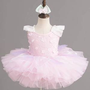 Robe de princesse tutu de ballet pour filles MS, avec appliques florales 3D, sequins et jupe en tulle brodée en spirale, idéale pour les spectacles sur scène et les tenues de chorale - Product Image 2