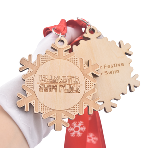 Médailles en bois de bambou personnalisées gravées au <span class=keywords><strong>laser</strong></span> et découpées au <span class=keywords><strong>laser</strong></span> en gros, médailles de natation personnalisées Ullswater avec rubans - Product Image 3