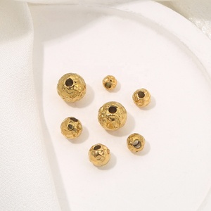 Hammered Round Beads 4mm 5mm 6mm | 18K PVD Gold Plated Stainless Steel Textured <b>Spacer</b> for DIY Bracelet Necklace Jewelry Making - Product Image 2