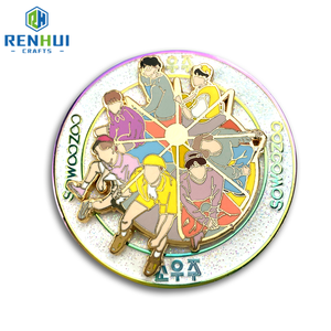 หมุดโดมเคลือบอีพ็อกซี่ชุบทองทรงกลมแบบนุ่มไม่มีตราโลหะขั้นต่ำตามสั่ง - Product Image 2