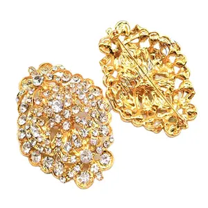 Hot Sale Fashion Gold/Silver Plated Crystal Rhinestone Flower Bridal Pin Brooch