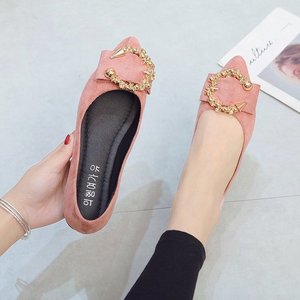 Xuanhui vendita calda nuova moda pelle scamosciata punta punta bella fibbia in metallo scarpe pieghevoli appartamenti per le donne - Product Image 6
