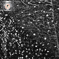 Nappe ronde en velours noir ANNIELU avec sequins, nappe scintillante pour mariage, banquet, fête, décoration d'événements