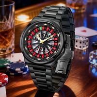 Montre à quartz NS Never Stop N948 avec éléments de jeu, cadran à motif de jeu de cartes, design créatif de jetons de poker, montres lumineuses étanches