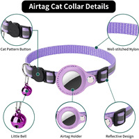 Collier pour animal de compagnie en nylon bien cousu avec porte-AirTag, design réfléchissant, collier tactique réglable avec fermoir en plastique et métal avec logo