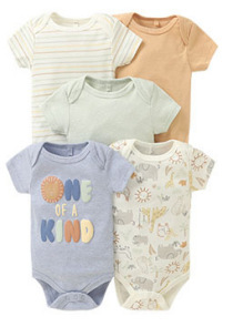 5 件装 100% 纯棉男婴连体衣 0-24 个月短袖幼儿连体衣可爱印花透气春夏衣服套装 - Product Image 4