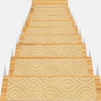 Tapis d'escalier en polyester couleur unie pour l'exportation, sans adhésif, auto-adhésifs, antidérapants, floqués, gaufrés, réutilisables, 7 mm