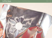 Bolsas de Embalaje para Granos de Café con Cierre de Cremallera, Válvula de Desgasificación y Sellado de Ocho Lados, de Aluminio Brillante, Tipo Stand-Up