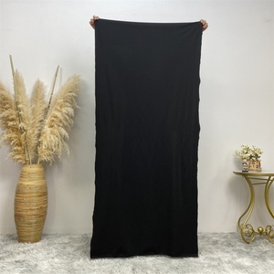 6378# Comfortable Stretchy Jersey Dress Crew Neck Long Sleeve Malaysia Women Closed Abaya Dresses With Zippers and Hijab Scarf - Product Image 3