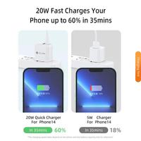 Mobil adaptor daya 20W, pengisi daya Cepat Ponsel USB Tipe C Port Ganda Charger cepat PD3.0 colokan EU untuk ponsel