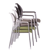 Chaise de bureau en maille à Structure en acier pour réunion conférence, Base à nœud fixe, sans roulettes