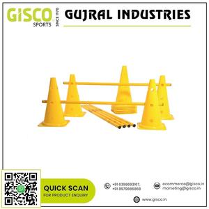 ชุดฝึกความคล่องตัวขายดีที่สุด12โคน40ซม. พร้อมรูและ6เสา1ม. สำหรับการฝึกความคล่องตัวที่มีสีเหลือง - Product Image 3