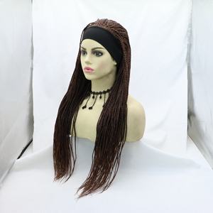 Diadema trenzada Marrón Destacados Caja sintética Peluca trenzada con banda para la <span class=keywords><strong>cabeza</strong></span> Sin nudos Listo para ir Peluca de pelo pretrenzado sin pegamento - Product Image 2