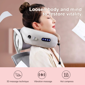 Almohada de masaje de cuello en forma de U, almohada de viaje para coche y hogar, recargable - Product Image 3