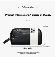 Tas Clutch Anti Maling Motif Kulit Buaya Pria, Tahan Air, 6 Slot Kartu, Kantong Ponsel Resleting Ganda, Dilengkapi Tali Pergelangan Tangan untuk Perjalanan Bisnis