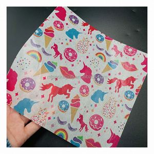 Papier ciré alimentaire imprimé avec logo personnalisé, résistant à la graisse, pour sandwichs, biscuits, lait, gelée, sucettes, chewing-gum, en feuille individuelle - Product Image 1