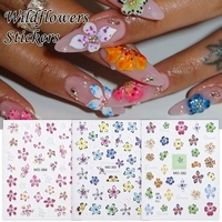 Autocollants pour ongles TSZS 5D en relief, motif floral fantaisie, style Ins, décorations florales colorées auto-adhésives pour ongles press-on faits à la main