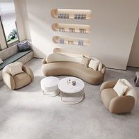 Ensemble de canapés de style crème, meubles modernes, canapé de bureau incurvé pour salon de beauté et zone de repos
