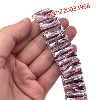 Chaîne rectangulaire en strass de 25mm pour la fabrication de bijoux Ceintures de mariage en cristal de verre coloré Diy Vêtements Chaussures Accessoires