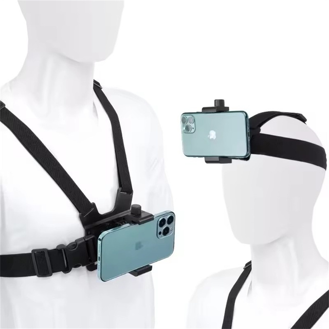 Chest with Fixed Mobile Phone Chest Mount Harness Strap Holder Cell Phone Clip Action Camera POV for I Phone Android Smartphone