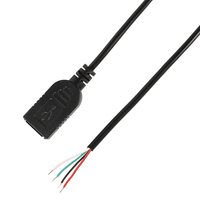Cable de Alimentación USB 2.0 Personalizado con Conector Hembra Tipo Pigtail, 22AWG, 5V 3A, 2/4 Pines, Revestimiento de PVC, Conductor de Cobre Puro, para Auto/Computadora/iOS/Escáner/Cámara