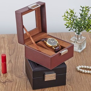 European American PU Leather <b>Stitched</b> Flip <b>Watch</b> Box Luxury Wristwatch Storage Display Gift Box Wholesale - Product Image 2